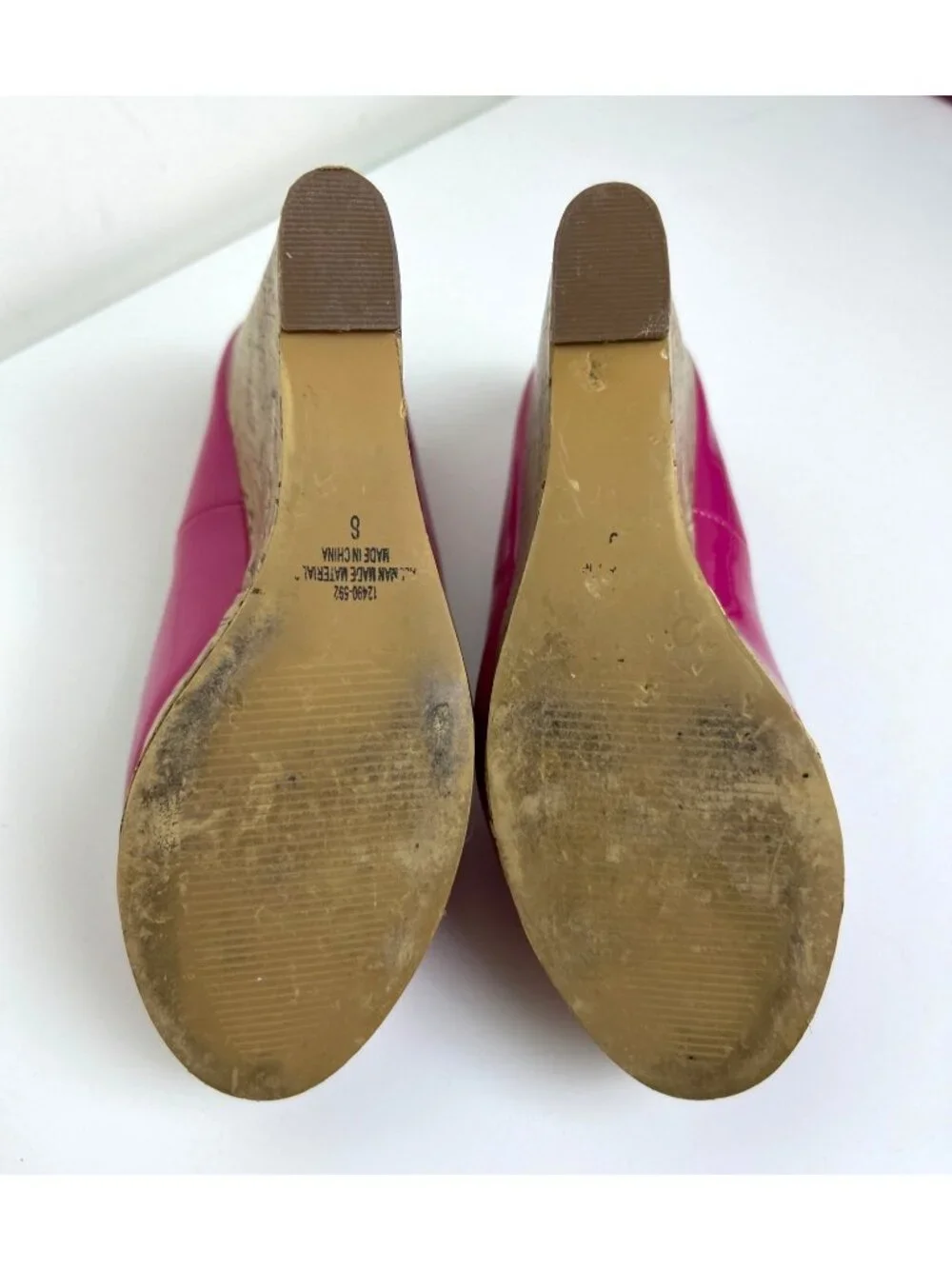 Fuchsia Pink Platform Heels Cork Wedges Size 8